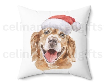 Golden Retriever Dog Square Pillow Case, Christmas dog, winter dog pillowcase, 4 sizes
