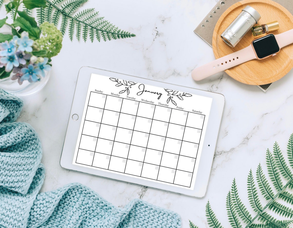 Minimalist Calendar | Horizontal Orientation | Digital Download | PDF ...