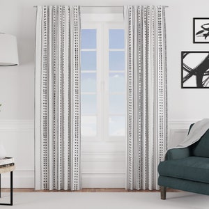 Curtain, Single Panel / Boho Stripes Curtain / Black and White Curtain
