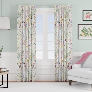 Spring Watercolor Floral Curtain, Single Panel Curtain, Spring Flowers Curtain