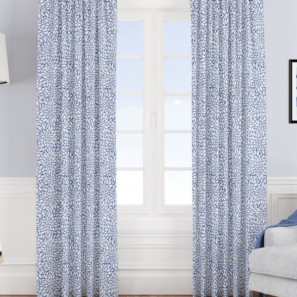 Blue White Curtains - Etsy