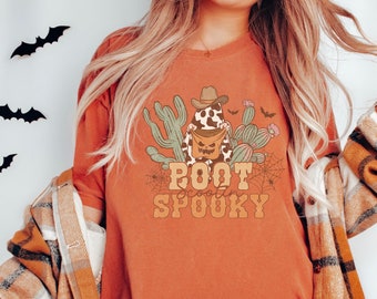 Western Halloween Shirt, Retro Halloween Shirt, Boot Scootin' Spooky Comfort Colors Shirt, Halloween Party Shirt, Spooky Shirt, Cowboy Ghost