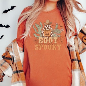 Western Halloween Shirt, Retro Halloween Shirt, Boot Scootin&#39; Spooky Comfort Colors Shirt, Halloween Party Shirt, Spooky Shirt, Cowboy Ghost