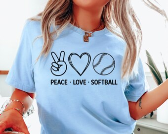 Peace Love Softball Shirt, Softball Game Day Shirt, Softball Player Gift, Softball Player Shirt, Softball Mom Shirt, Gift for Her