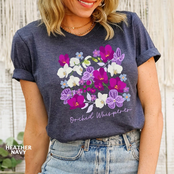 Orchid Whisperer Shirt, Orchid Lover T-Shirt, Gift for Orchid lovers, Orchid Shirt for women, Floral Gardening T-shirt, Boho Tee