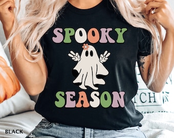 Spooky Season Shirt, Cute Ghost Halloween Shirt, Hippie Ghost Shirt, Spooky Shirt, Halloween Party Shirt, Cute Spooky Shirt, Fall Shirt