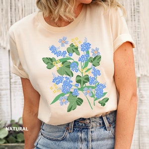 Flowers Graphic Tee, Botanical Floral TShirt, Colorful Garden Tee, Forget Me Not T-Shirt, Flowers Bouquet Design, Cottagecore shirt