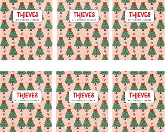 Thieves Christmas Tree Essential Oil Spray Bottles Labels