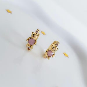 Teddy Bear Hoop Earrings | 18K Gold Plated, Cubic Zirconia Jewelry