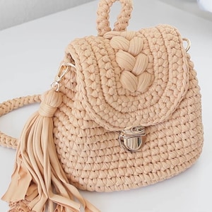 Crochet Mini Backpack: Handmade Cotton Mochila Bag