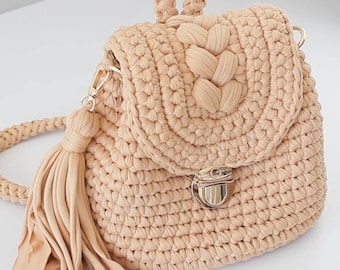 Vintage 90\'s FRANKIE AND JOHNNIE black woven macrame mini slouch backpack Vintage 90 main image 4