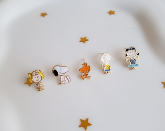 Snoopy Stud Earrings | 18K Gold Plated Peanuts Earrings, Charlie Brown Birthday Gifts