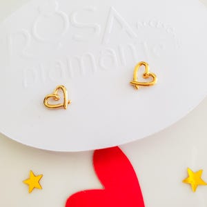 Dainty heart stud earrings| Tiny small gold earrings| 14K gold plated studs| Stainless steel friendship jewelry| Trendy best friend gift
