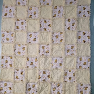 Yellow Bear Baby Rag Quilt