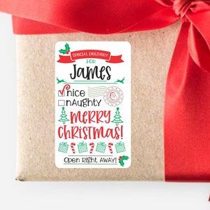Personalized Special Delivery Christmas Name Stickers Nice Naughty From Santa Gifts Labels Tags Envelope Seals Custom - S510