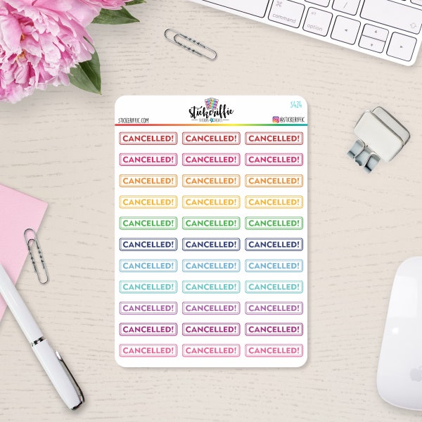 Clear / Transparent Cancelled Rainbow Stickers - S424