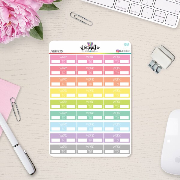 Work Schedule Planner Vinyl Planner Stickers - Pastels - S052