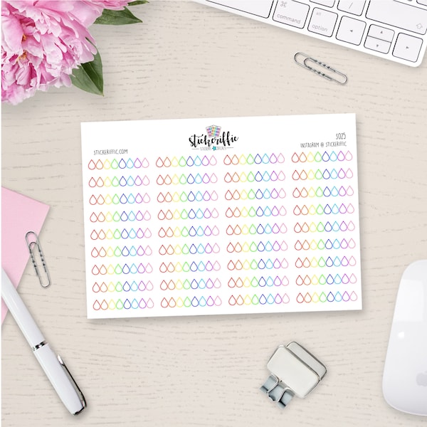 Hydrate Rainbow Daily Water Tracking Planner Stickers - Hydration H2O Drink Water - S025