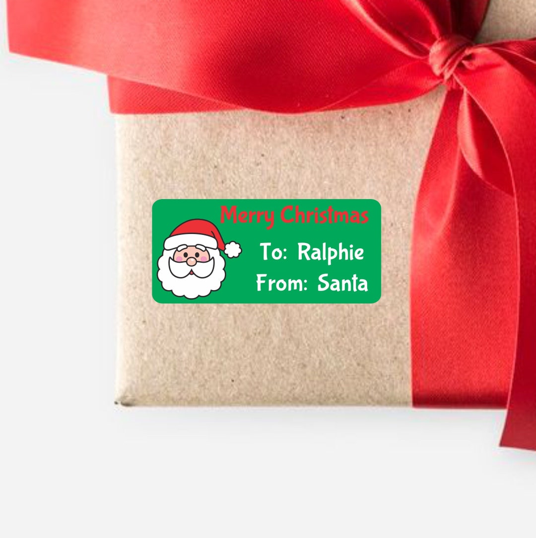 Personalized Christmas Gift Labels Stickers Green From Santa Custom