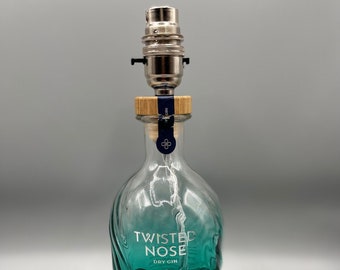Upcycled Twisted Nose Gin Bottle Lamp, gin lover’s gift