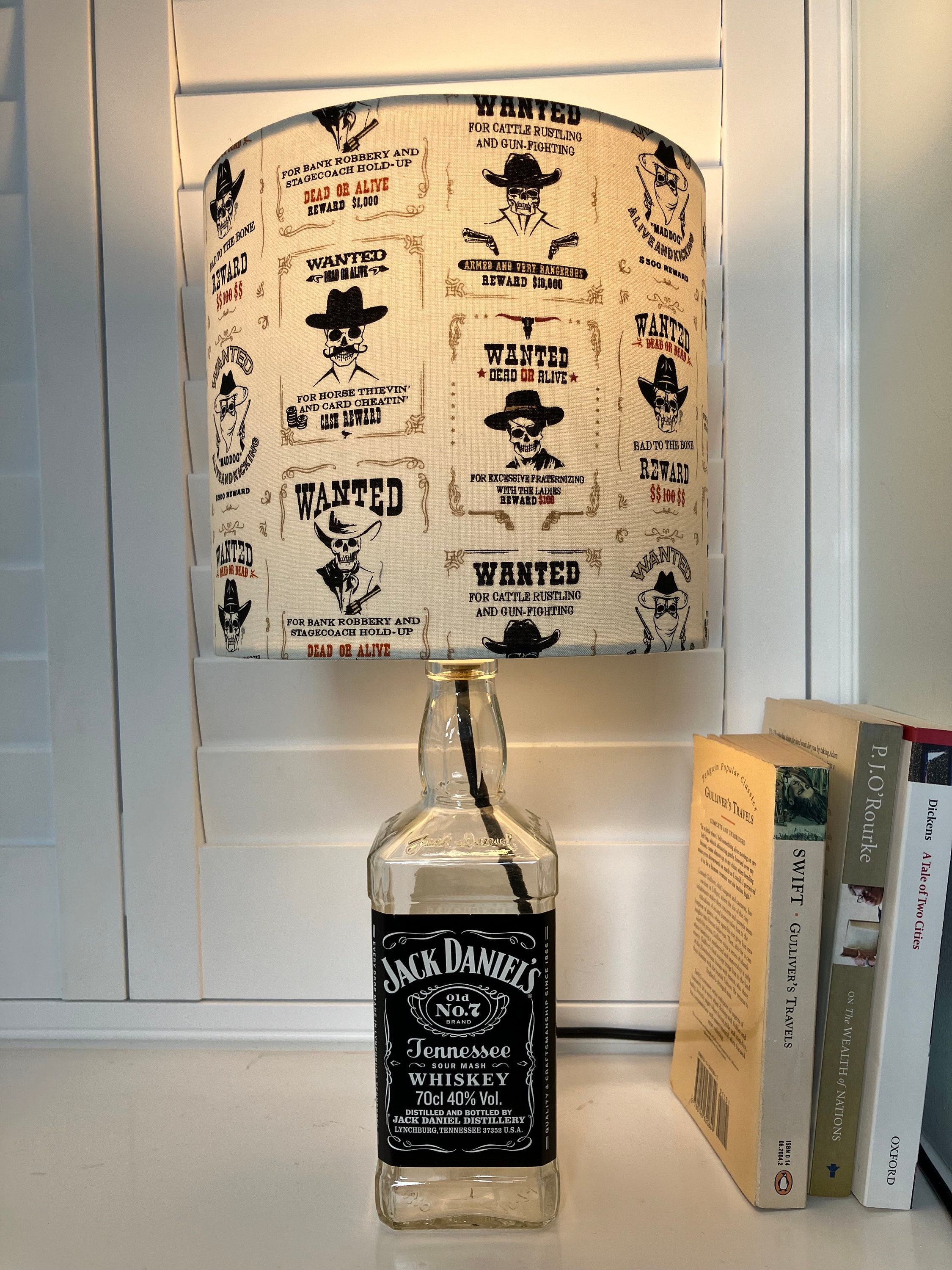 Jack Daniels Bottle Lamp: Upcycled Whiskey Decor With Wanted