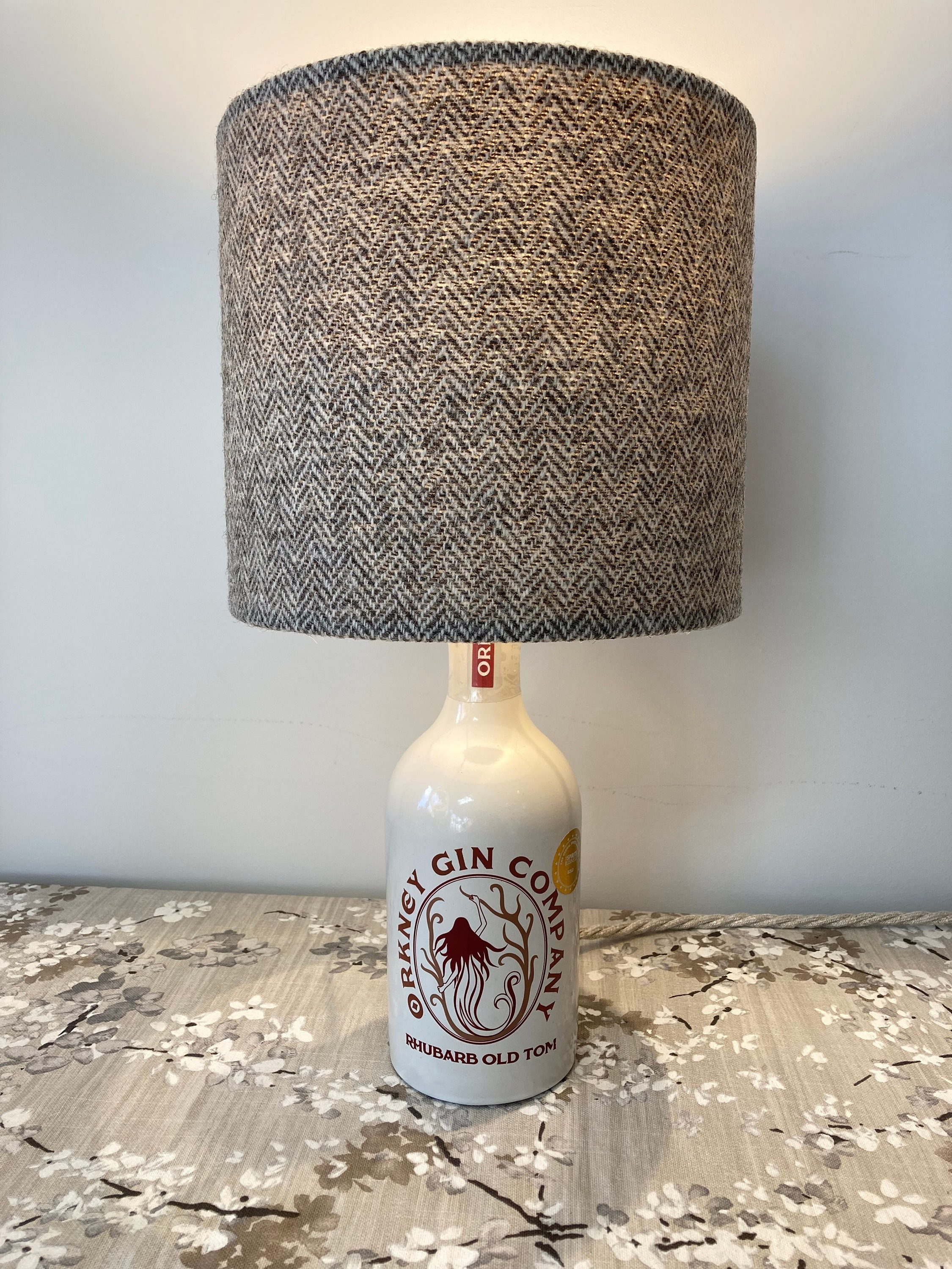 Upcycled Orkney Gin Rhubarb Old Tom Bottle Lamp; Gin Lovers Gift; Orkney Gin; Orkney Islands; Gin Bottle Lamp