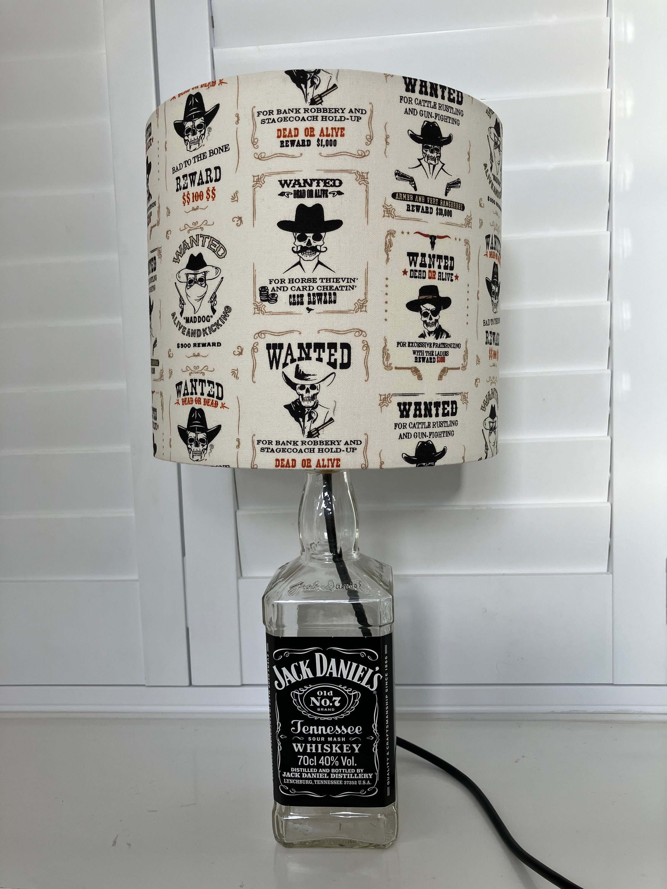 Jack Daniels Bottle Lamp: Upcycled Whiskey Decor With Wanted