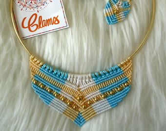 Set Choker und Ohrringe aus Micro Makramee exklusivem Schmuck