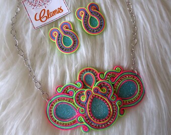 Soutache Multicolor Halskette Handgemachter exklusiver Schmuck