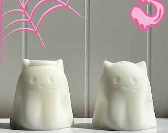 Angel and Devil Kitty Ghosts Candle Set, Cat ghost, Spooky Candle, Halloween Decor, Halloween Gift, cat decor