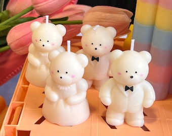 Wedding Bear Candle Set, wedding gift, wedding decor, wedding favors, wedding decor, cute wedding decor, wedding bear, wedding candle