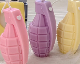 Grenade candle, girl power, y2k decor, room decor, desk decor, pastel danish, bedroom decor, retro decor, aesthetic room decor,