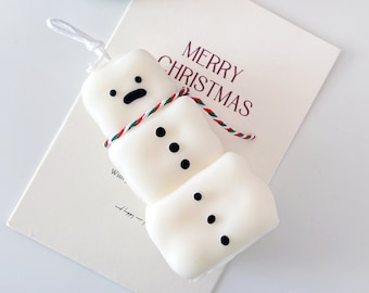 Square Snowman candle, Christmas Candle, Snowman decor, christmas decor, christmas gift, holiday decor, shelf decor, decorative candle