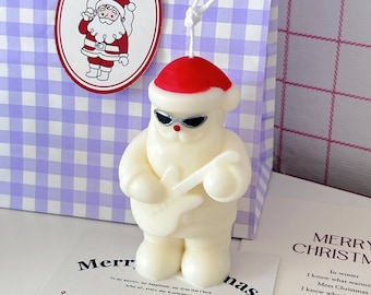 Rock n Roll Santa, Christmas Candle, Santa decor, christmas decor, christmas gift, holiday decor, shelf decor, decorative candle