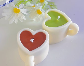 Heart Shaped Mug Candle, Cute Home Decor, Cottagecore Decor, Decorative Candles, cute candles ,Interior Decor, matcha lover