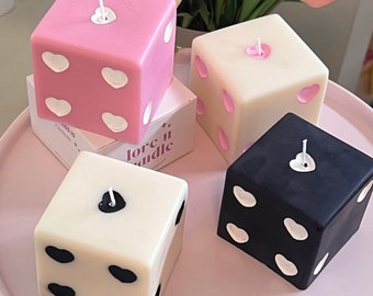 Heart Dice candle, dice decor, y2k decor, room decor,retro home decor, desk decor, pastel danish,aesthetic room, retro decor,