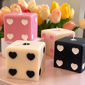 Heart Dice candle, dice decor, y2k decor, room decor,retro home decor, desk decor, pastel danish,aesthetic room, retro decor, image 6