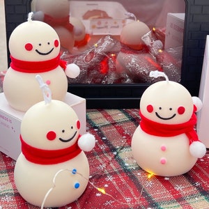 Snowman candle, Christmas Candle, Snowman decor, christmas decor, christmas gift, holiday decor, shelf decor, decorative candle