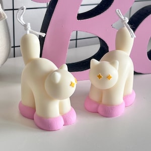 Juego de velas de gato asustado, gato fantasma, vela espeluznante, decoración de Halloween, regalo de Halloween, decoración de gatos, amante de los gatos