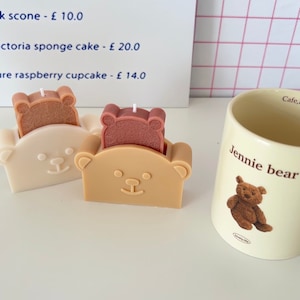 Bear Toaster Candle | Aesthetic Room Decor | Retro Home Decor | Pastel Danish Home Decor | Cool Candles | Decorative Candles |