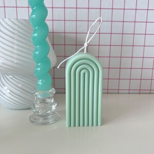 Arch Candle | Geometry Candle | Retro Home Decor | Pastel Danish Home Decor | Wave Candles | Decorative Candles | Mint Color Decor |