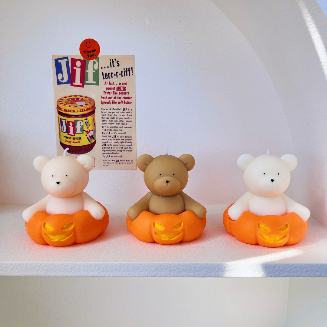 Halloween Bear Candle Jack O Lantern Candle Pumpkin Candle - Etsy
