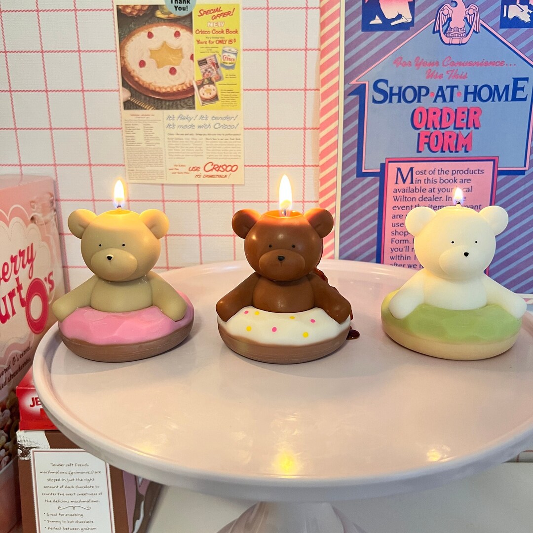 Donut Bear Candle Customize Candles Bear Decor Bear - Etsy