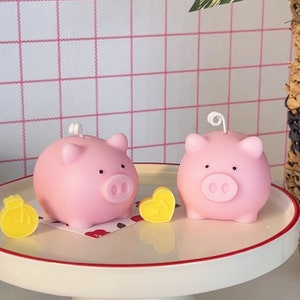 Piggy bank candle, pig candle, animal candle, new year candle, lucky gift, cute candle, room decor, birthday gift, pink candle, lucky candle image 2