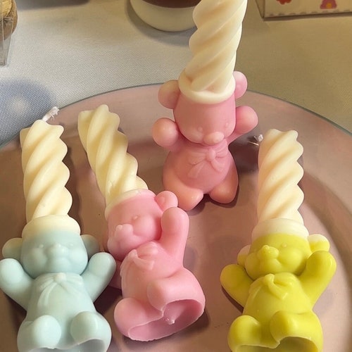 Bear Pillar Candle | Custom Candles | Cute Home Decor | Pastel Danish Home Decor | Cool Candles | Decorative Candles | Scented Candle |