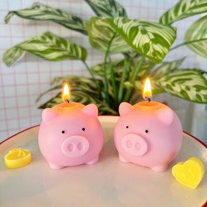 Piggy bank candle, pig candle, animal candle, new year candle, lucky gift, cute candle, room decor, birthday gift, pink candle, lucky candle image 3