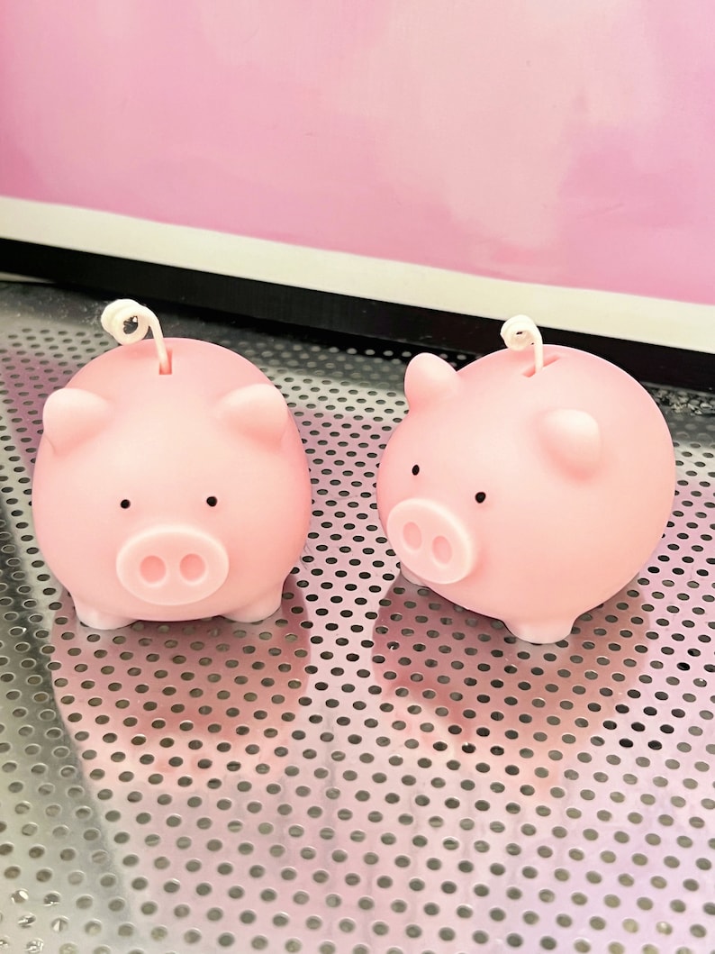 Piggy bank candle, pig candle, animal candle, new year candle, lucky gift, cute candle, room decor, birthday gift, pink candle, lucky candle image 6