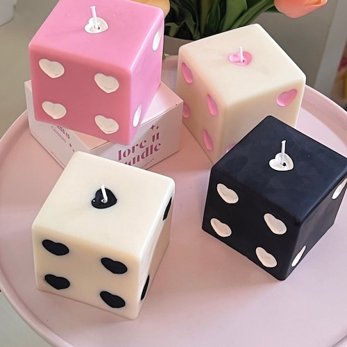 Heart Dice candle, dice decor, y2k decor, room decor,retro home decor, desk decor, pastel danish,aesthetic room, retro decor,