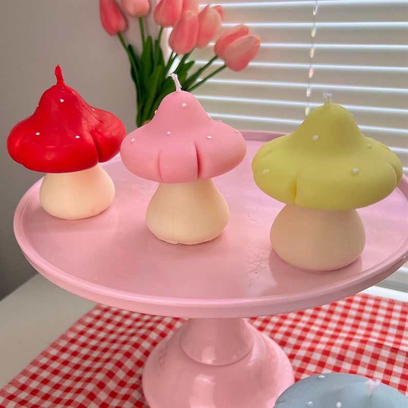 Mushroom Candle Mushroom Decorcute Home Decor Cottagecore Etsy