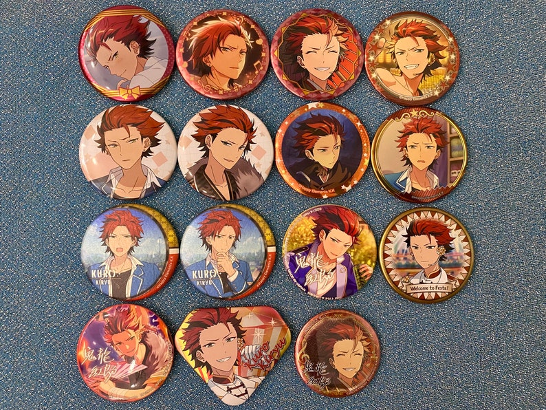 Ensemble Stars Kuro Kiryu Akatsuki shiny/glossy/paper/matte layer Japanese style pin badge button image 1